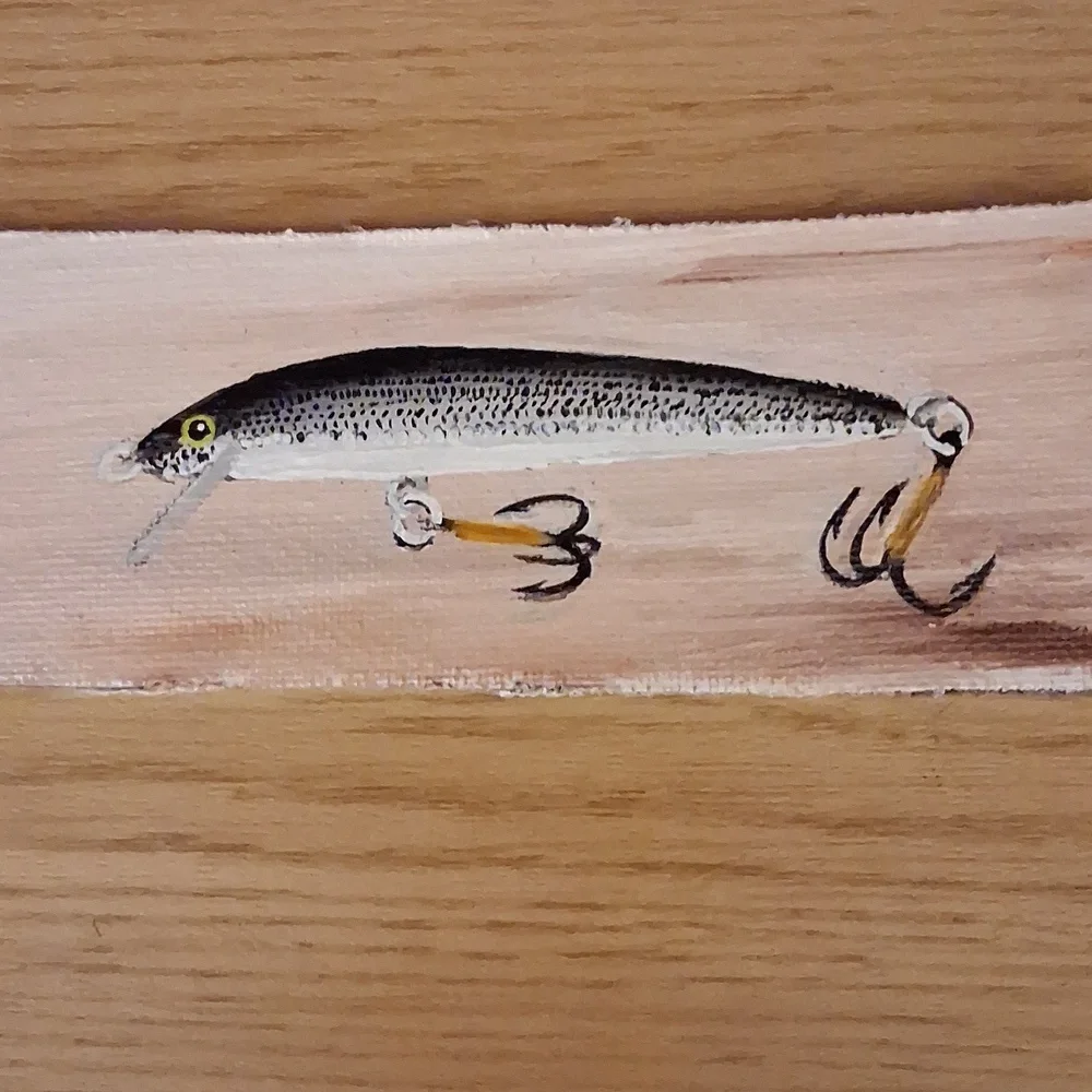 Hand Crafted Rustic Fishing Lure Painting